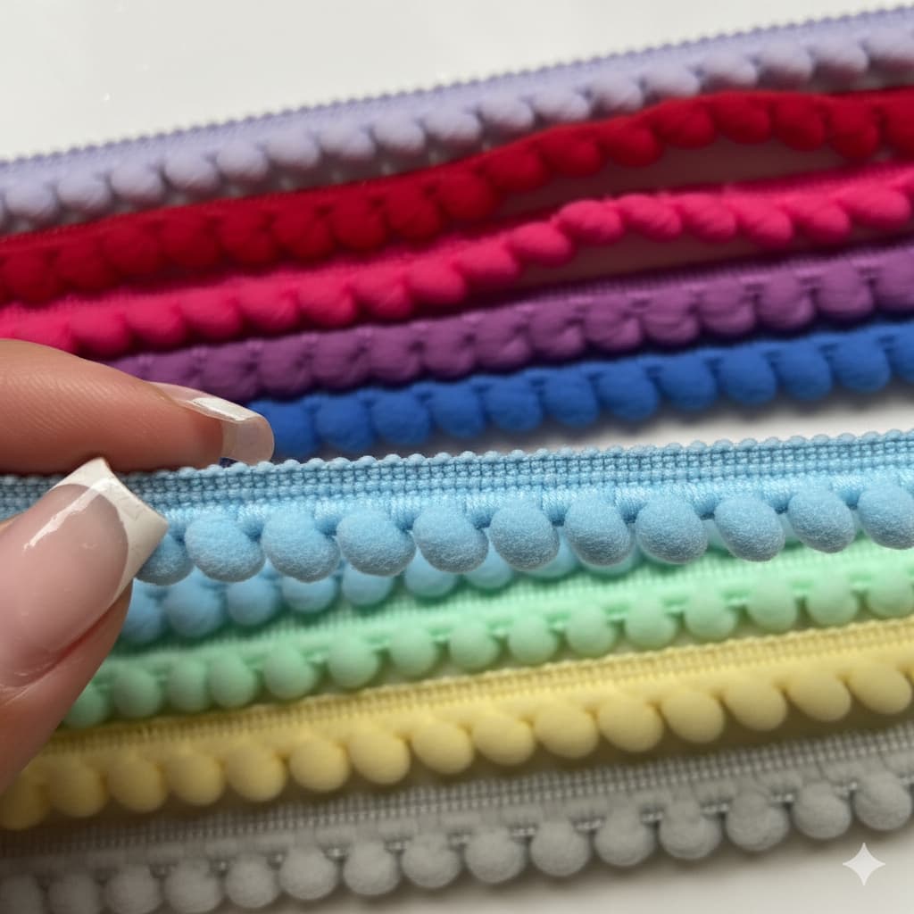 Fita Mini Pompom São José 7875 13 mm – 2 Metros  Aviamento Decorativo em Diversas Cores