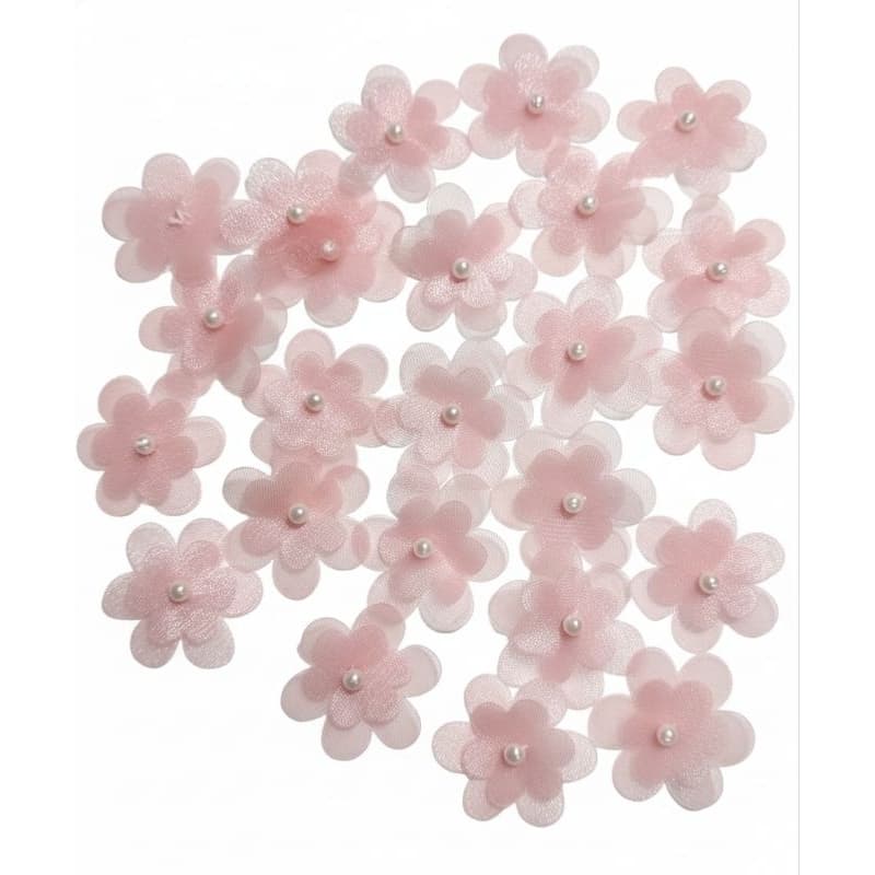 Aplique flor Organza cristal(3cm),30 pçs,Ideal para aplicações e decorações 3cm (30mm)