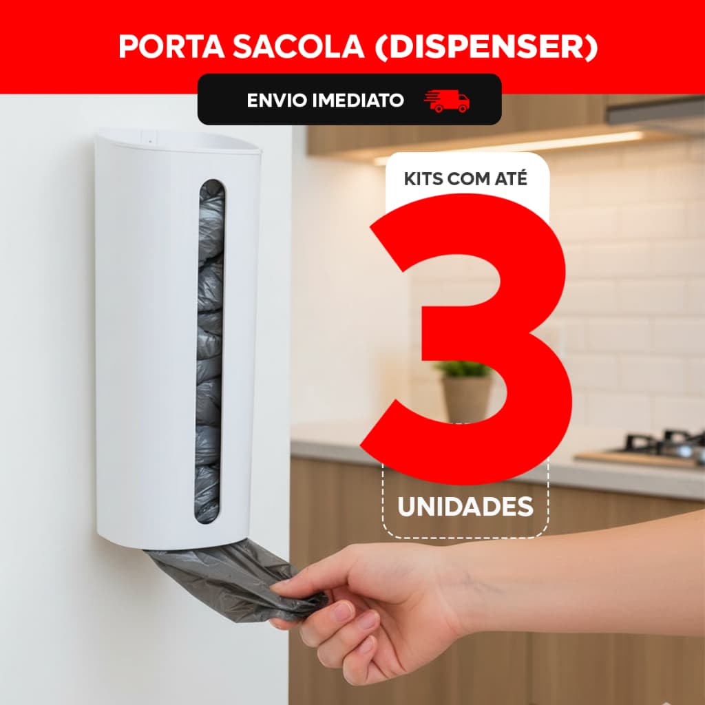 Dispenser Organiza Sacolas Puxa Sacos Lixo Parede E Cozinha