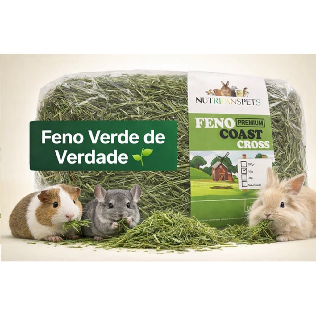 2kg Feno Coast Cross Super Premium Coelhos Porquinho da Índia Hamsters Gerbil entre outros Roedores