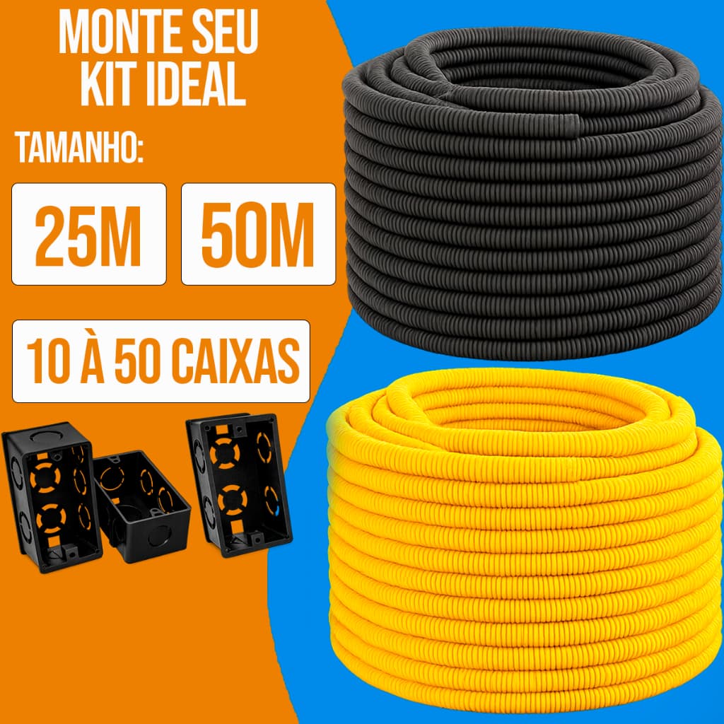 Conduite Eletroduto 3/4  25 á 50 Metros 10 á 50 Caixas Rolo Reforçado