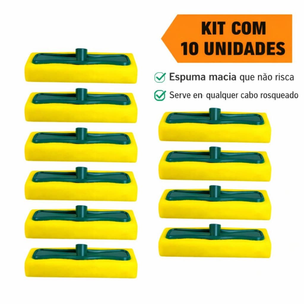 Passa Cera Encaixe Rosca – Kit 10 Unidades | Espuma Densa para Limpeza de Piso Envio 24h