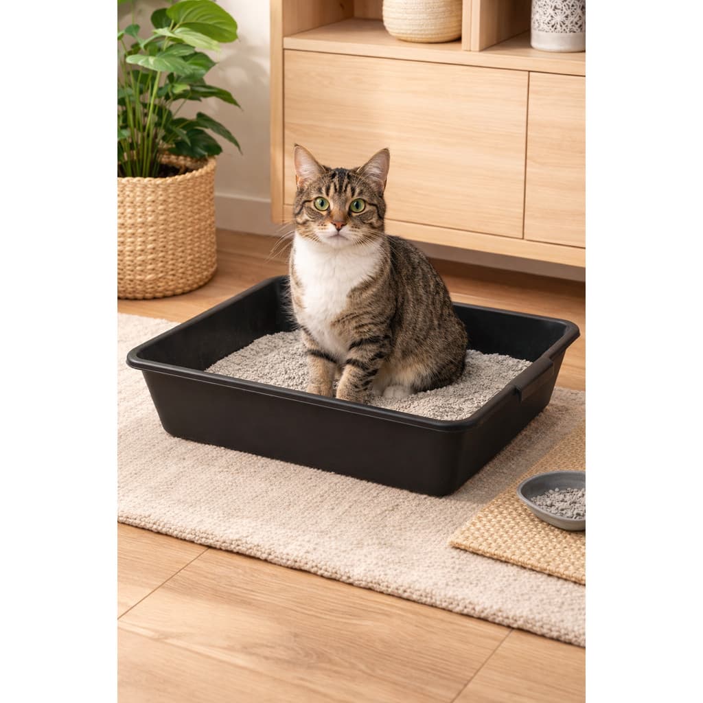 Caixa de Areia Preta para Gatos 🐾 Higiênica | Fácil Limpeza | Banheiro Sanitário