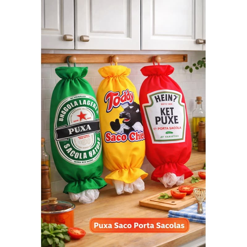 Porta Sacolas Cozinha Dispenser Puxa Saco Estampado Divertido