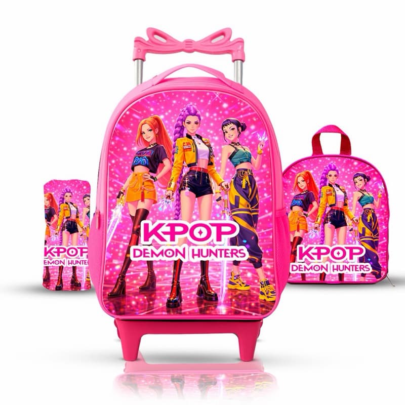 KIT Mochila escolar infantil  K-POP com Lancheira e Estojo menina Reforçado