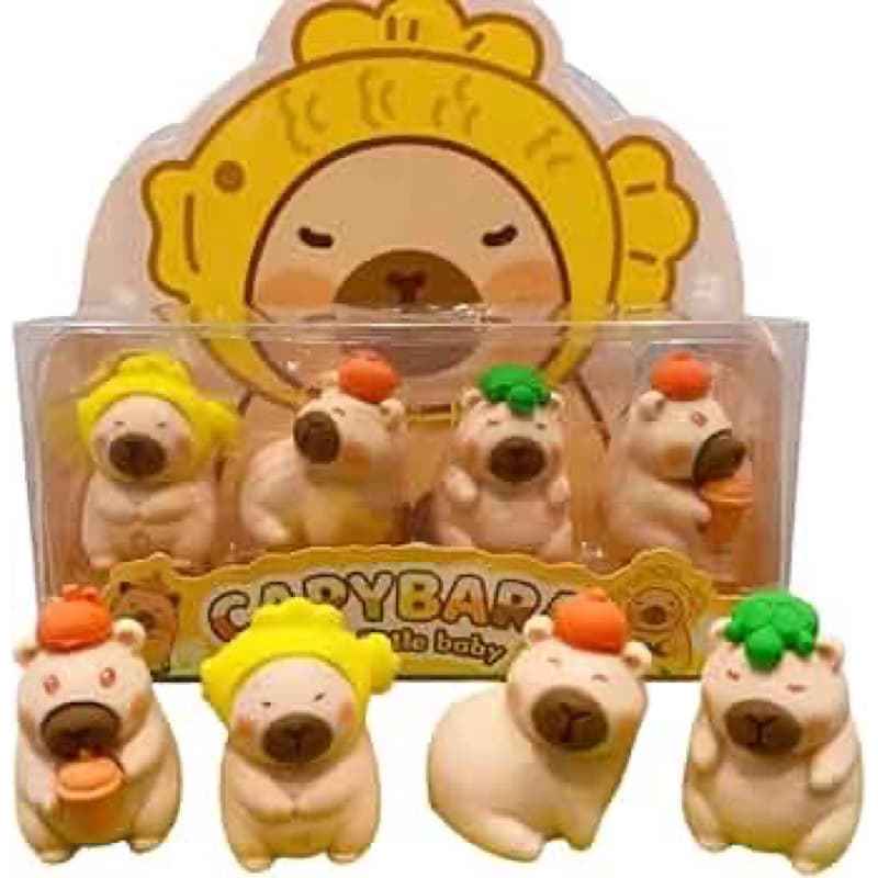 kit c/4 borrachas escolar  3D Capivara! Volta as aulas embalagem instagramável!