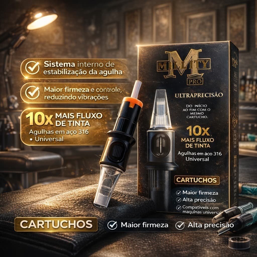 Cartucho Millity Agulhas Tattoo Universal Esteril Profissional Membrana Silicone 5 10 20 UNIDADES