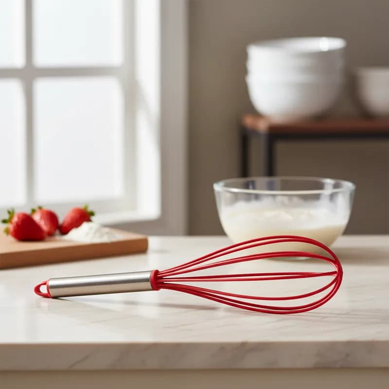 Fouet Fuê Batedor Manual Profissional De Ovos Claras Massas Bolo Silicone Aço Inox Confeitaria