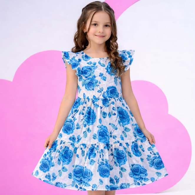 Vestido De Crianças Manga Infantil Menina Estampado e Lisos Casual Festa Luxo 4 a 12 Anos