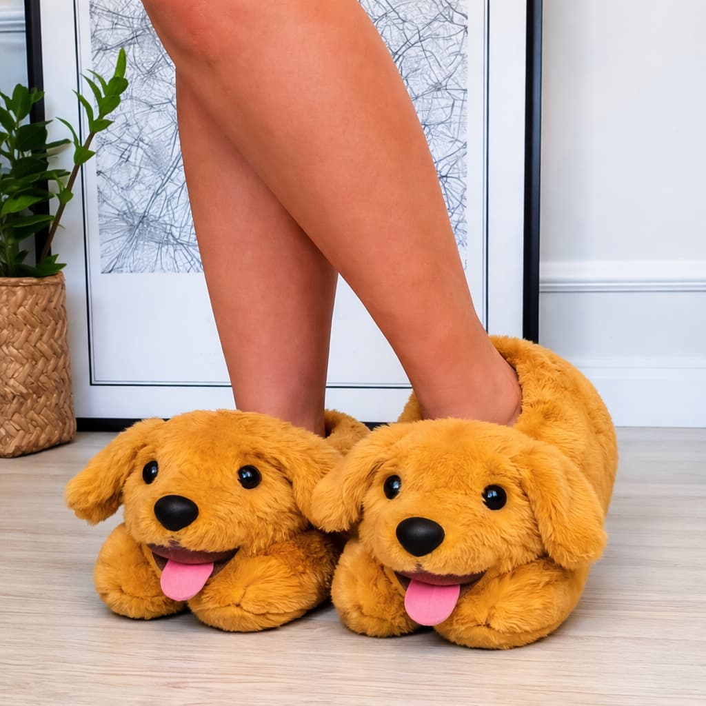 Pantufa Cachorro 3D Infantil Adulto Sola Antiderrapante Bordada Confortável Quentinha 33 ao 37