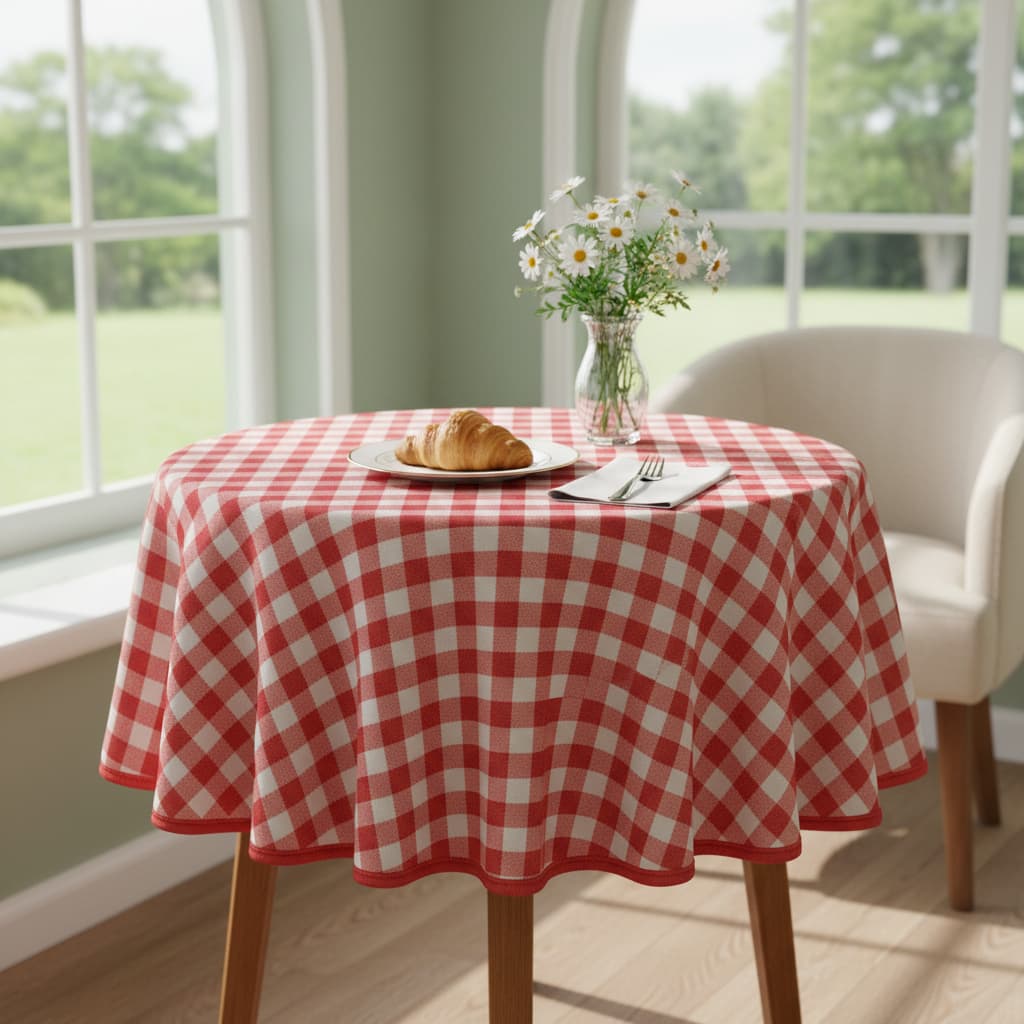 Toalha de Mesa Oxford Xadrez Redonda Fio Tinto 1,50mts de diâmetro