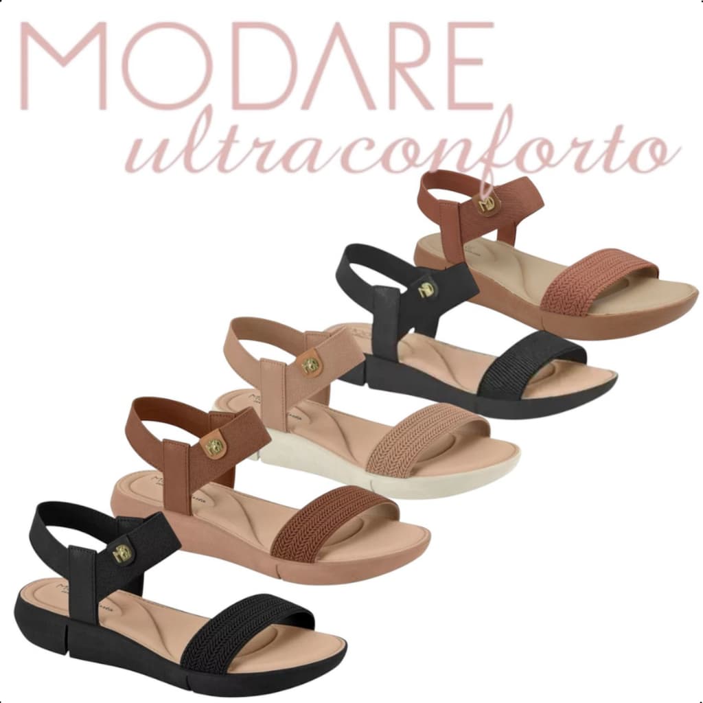 Sandalia Feminina Modare Ortopédica Elástico Conforto Calce Fácil