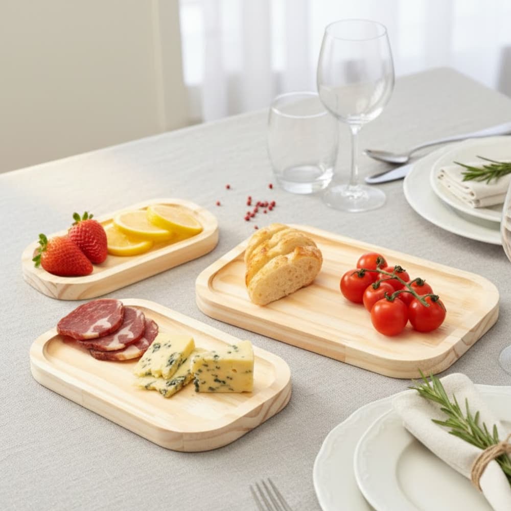 Kit Petisqueiras de Madeira Tábua de Servir Frios Madeira Pinus de Luxo