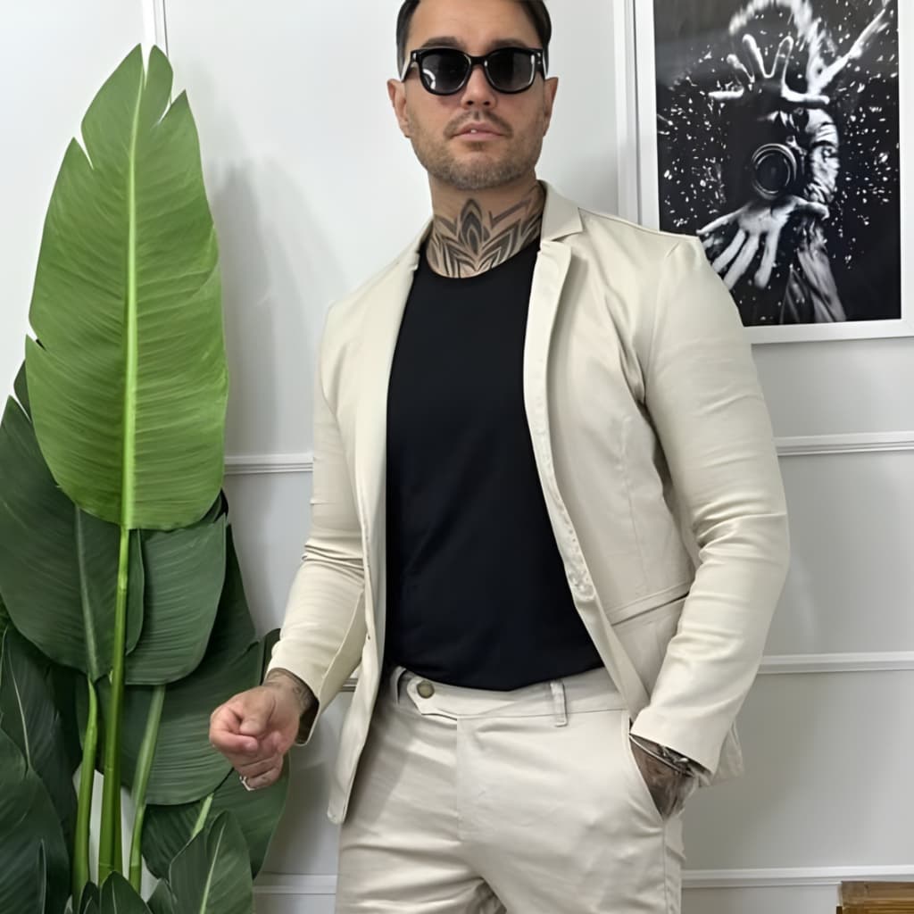 Blazer Masculino Sarja Acetinado Slim Premium