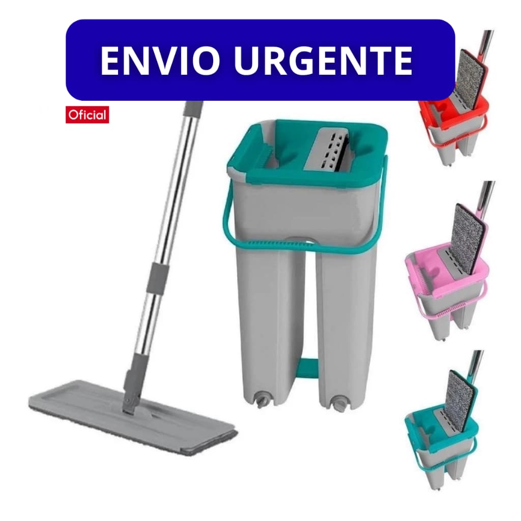 Flat Mop 1 Refil 5 Litros Esfregão Com Balde Rodo Mágico Lava Seca Tira Pó