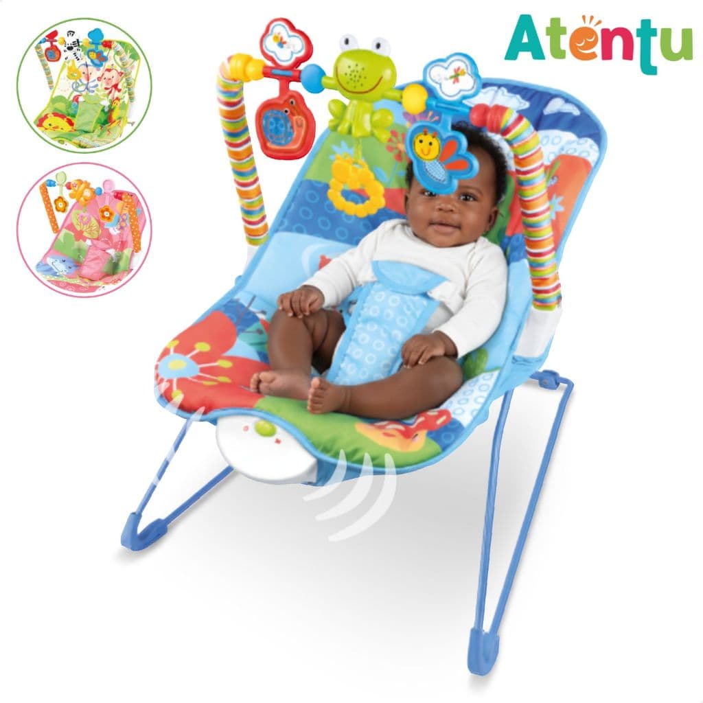 Cadeira Musical de Balanço e Descanso Vibratória Musical com Brinquedos Interativos Bebê Móbiles