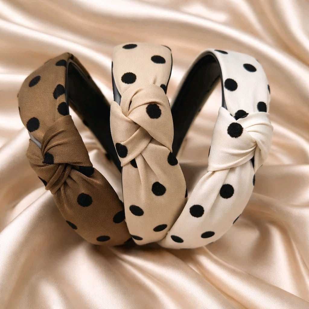 Tiara Faixa Turbante Detalhe em Nó Estampa Poá Moda Feminina