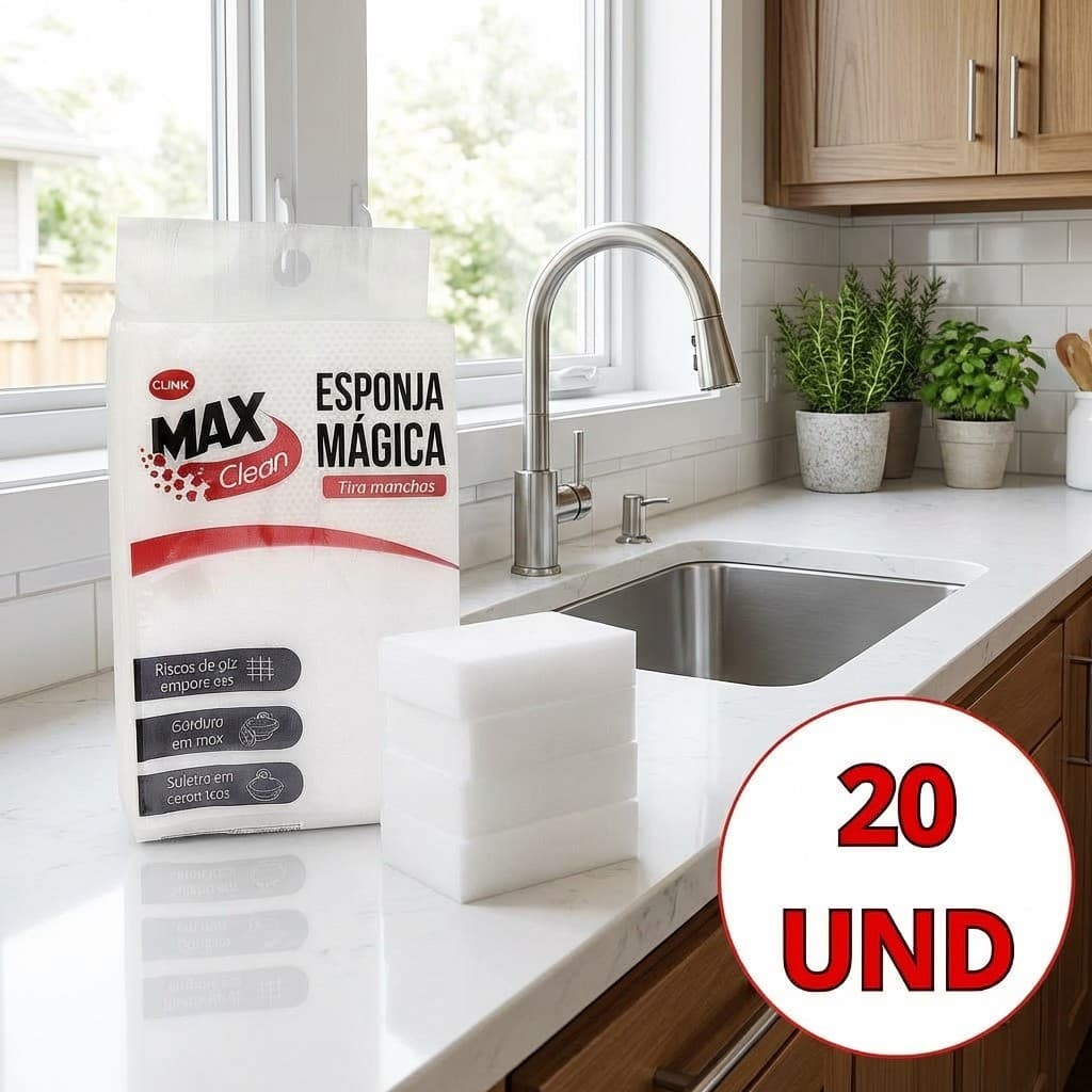 Kit Esponja Mágica Melamina Bucha Tira Mancha Desengordurante Limpeza Multiuso Limpeza Profunda