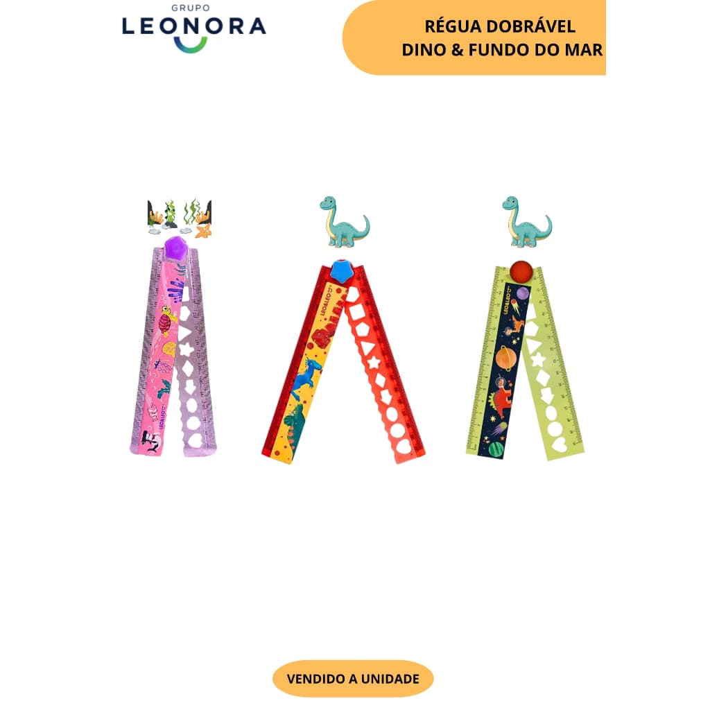 RÉGUA DOBRÁVEL FUNDO DO MAR & DINO- LEO&LEO