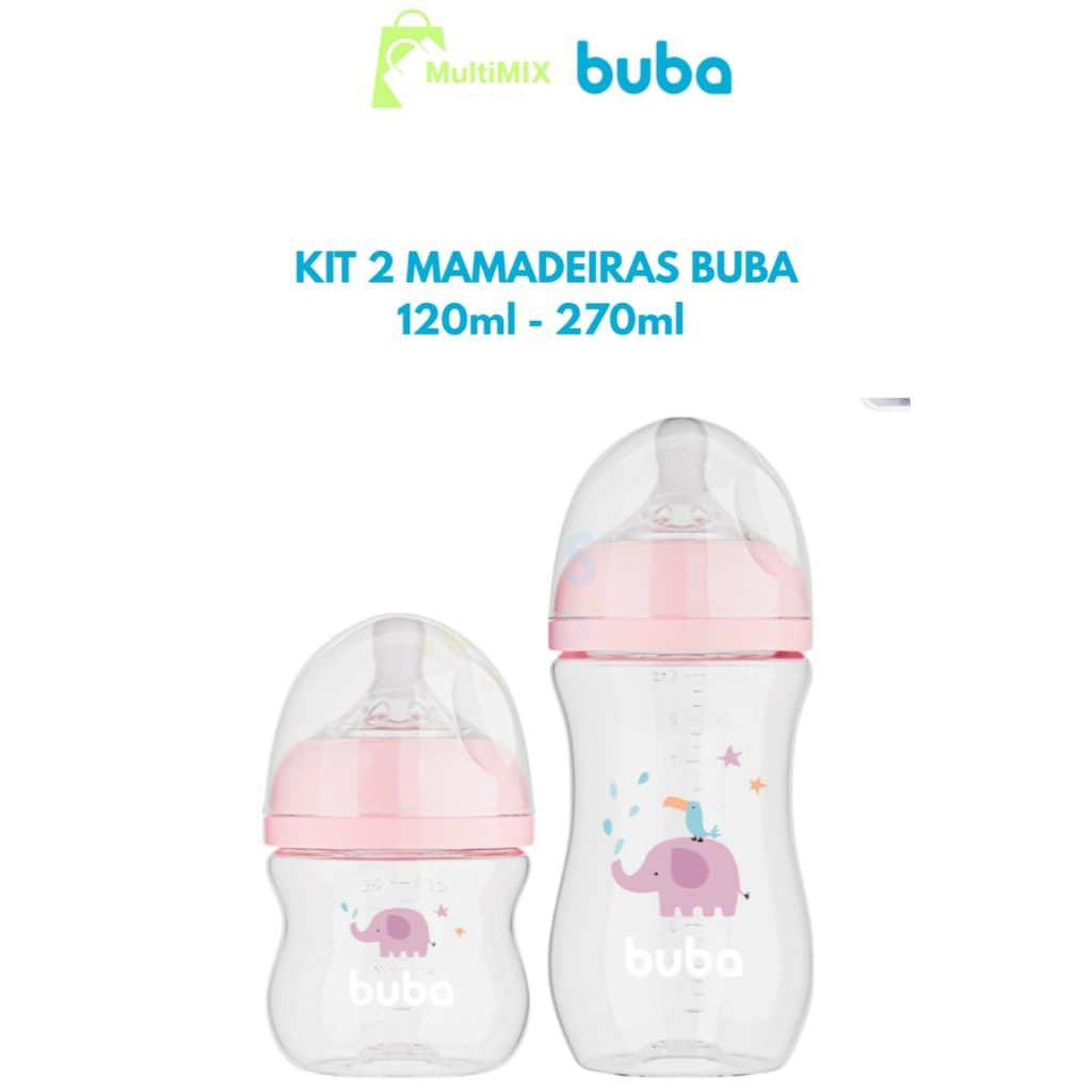 Kit 2 Mamadeiras BUBA Easy Flow Anticólica 120 e 270 ML Original Lacrada anticólica Bico PétalaAvent