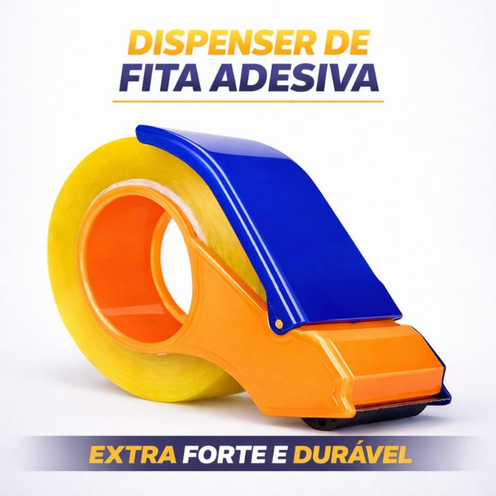 Aplicador de Fita Adesiva Larga 500m Suporte Durex Reforçado Embalagem Profissional Caixas Rolo