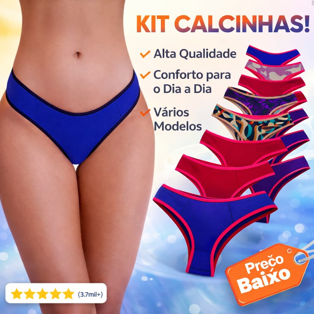 Kit 10 Calcinhas Feminina Tanga em Suplex e Microfibra Adulto Conforto
