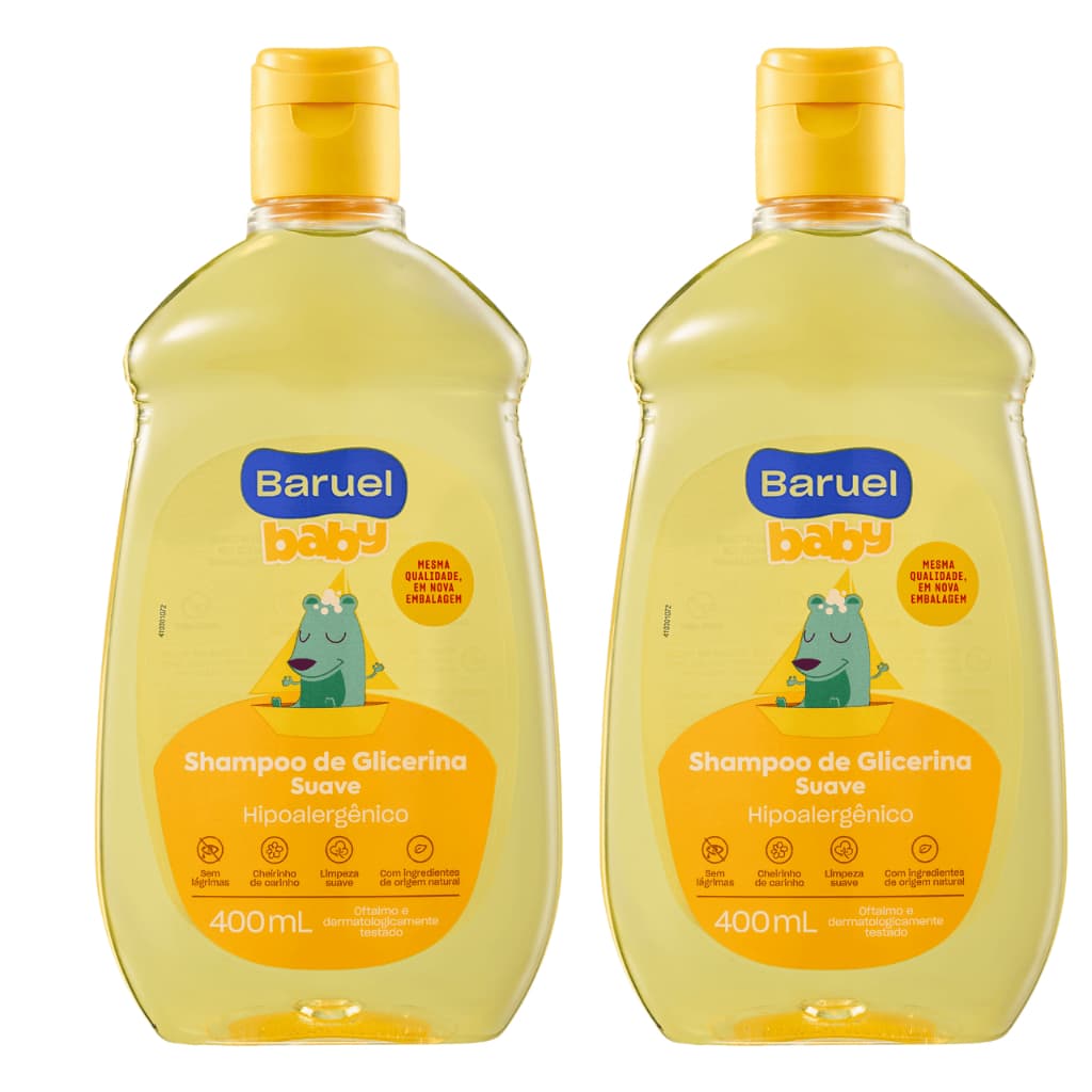 Kit 2 Shampoos Baruel Baby Glicerina Suave 400ml cada