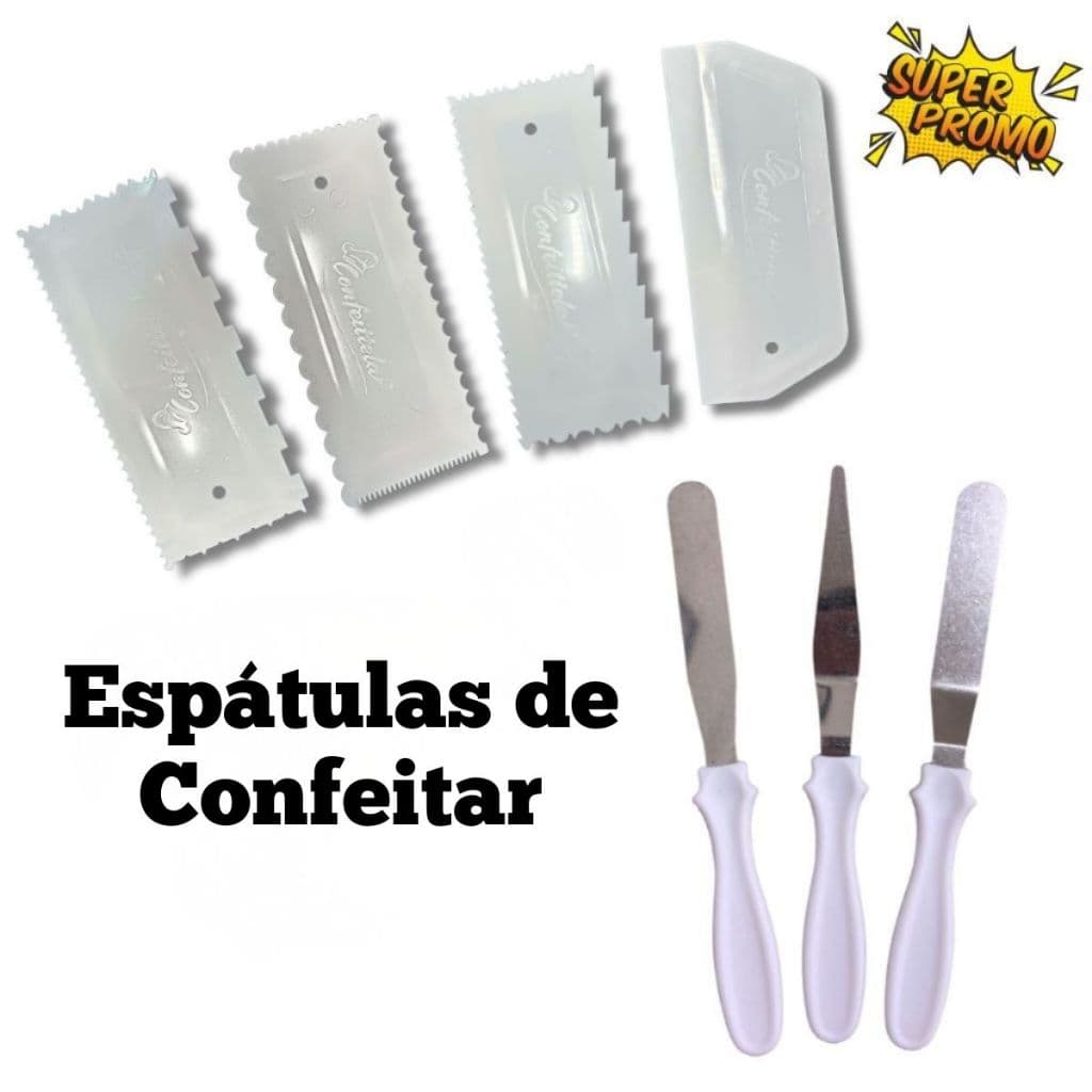 Espátulas de Confeitar Grande Para Bolos Doce 12 Desenhos Diferente Profissional