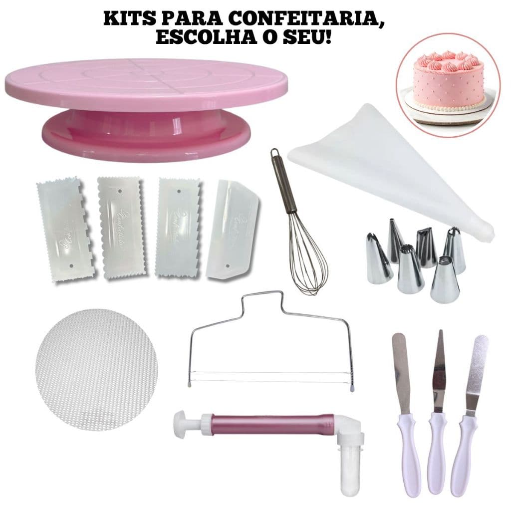 Kits Confeitaria Profissional Bailarina Giratória Raspador Espátula Saco de Confeitar Diversos Kits