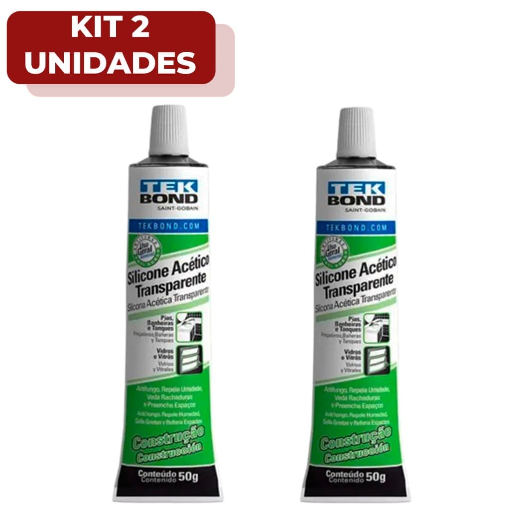Silicone Acético Transparente Vedação 50g Construção Reformas Multiuso TekBond
