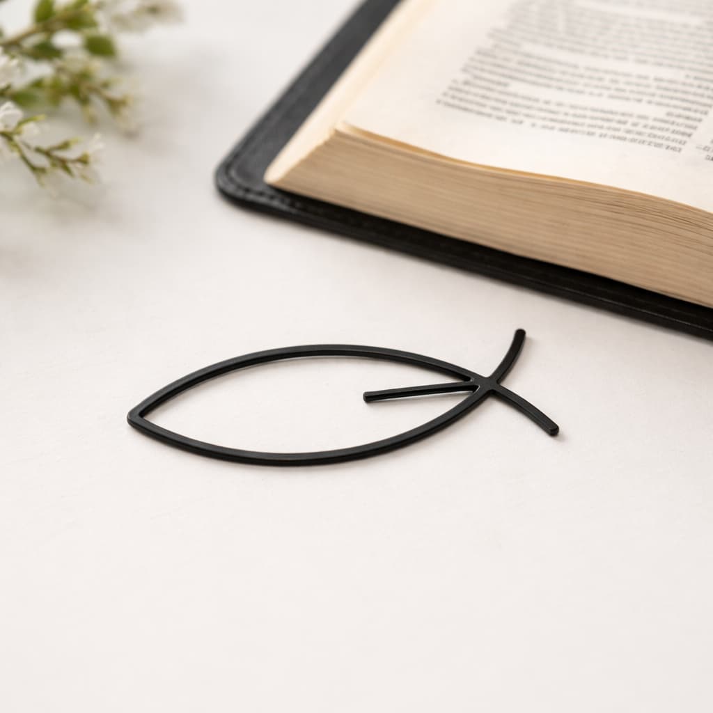 Kit 100 Marcadores de Página Cristão Tipo Clipe Peixe Símbolo da Fé Bíblia Livro Combo Marcador