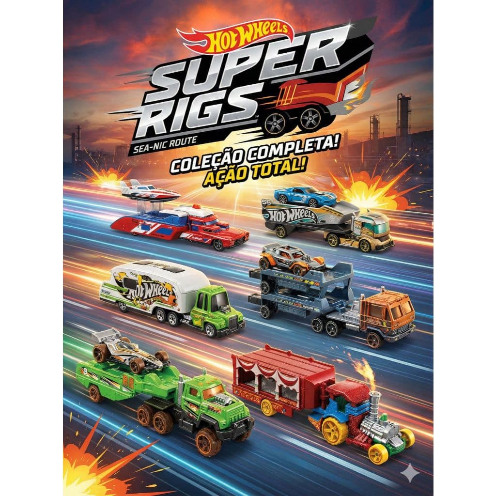 Hot Wheels Miniatura Caminhão Transporte BDW51 – Super Rigs /Super Prataforma Mattel 2026