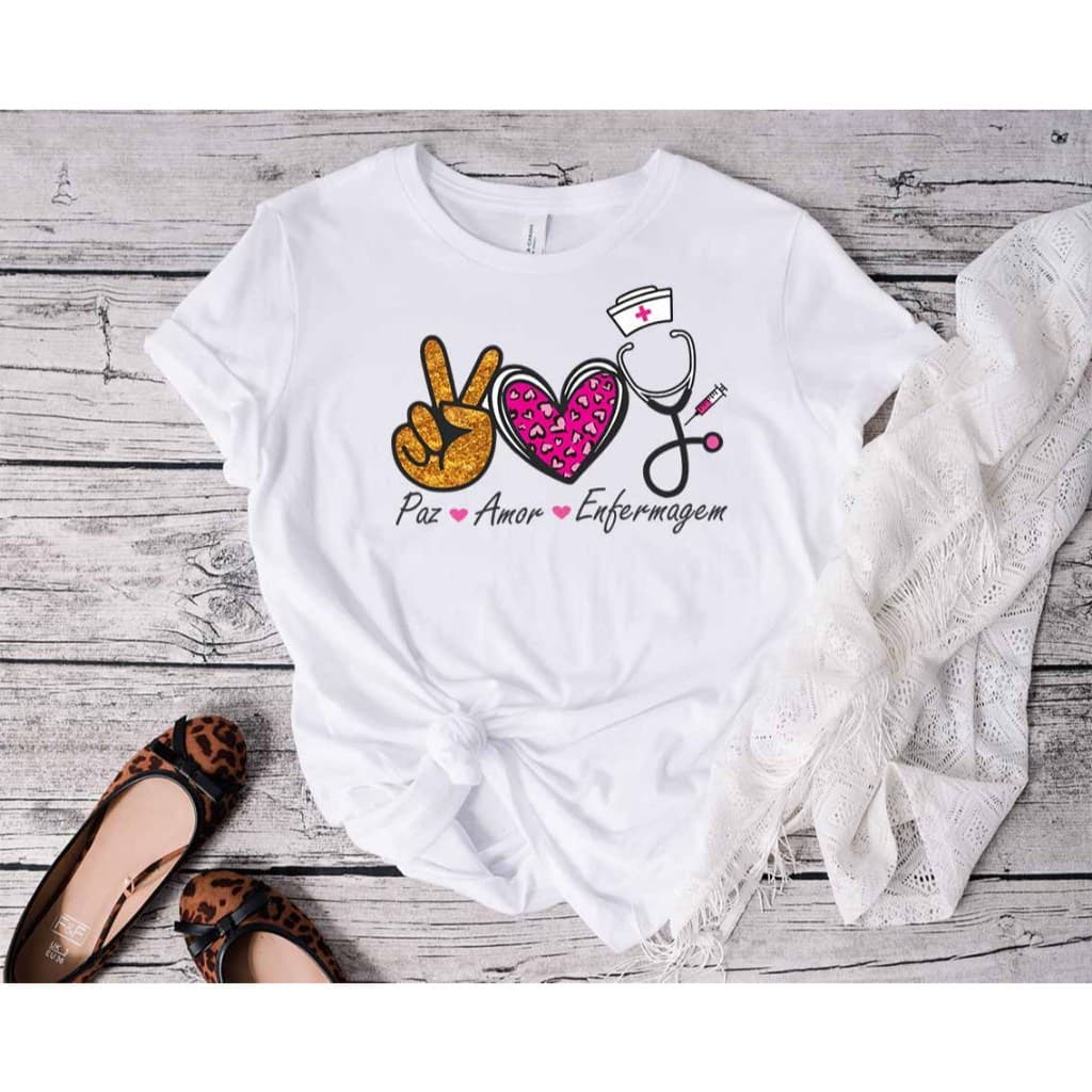 Blusa Baby Look Paz Amor Enfermagem