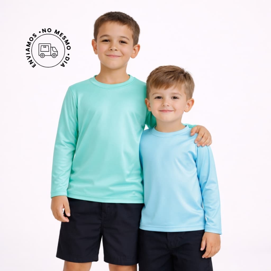 Camiseta UV50+ Infantil Menino Térmica Segunda Pele Proteção Solar Roupa para Banho Piscina e Praia 1 a 14 Anos