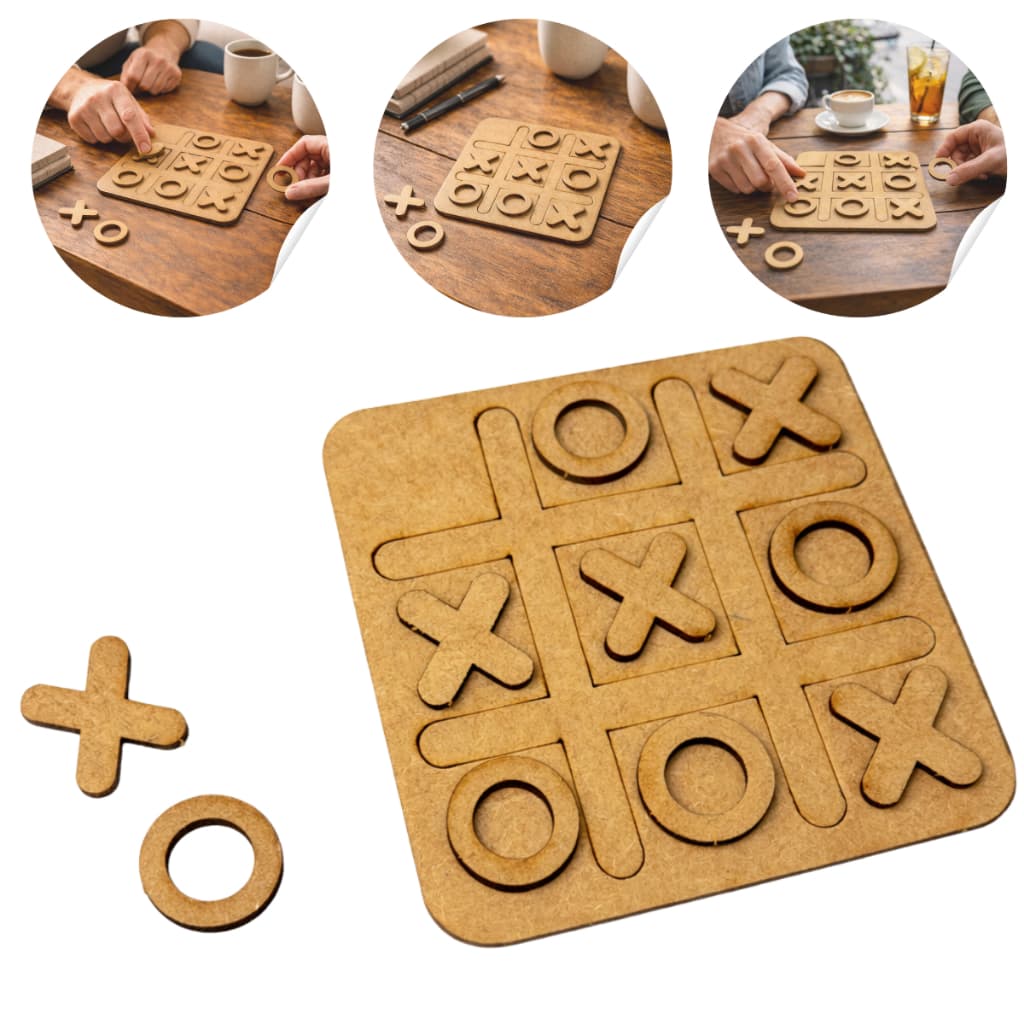 Kit 50 Jogo Da Velha 10x10 Tabuleiro Brinquedo Educativo Presente Lembrancinha infantil escolar MDF