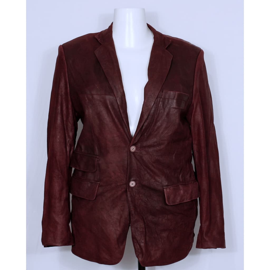Blazer de couro masculina marsala alongado - Veste G - Ref. 5380 (brechó)