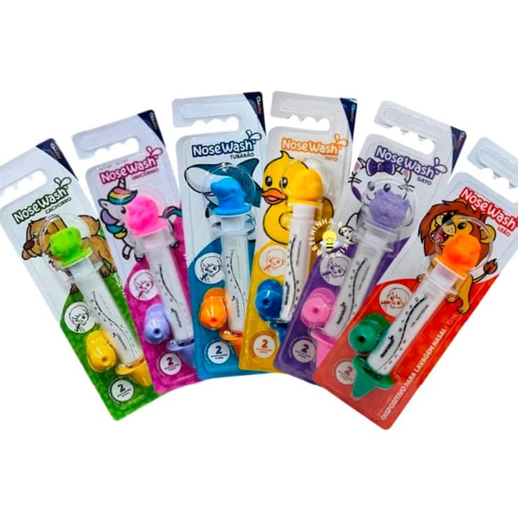 Seringa Nasal Infantil NoseWash 10ml com Personagens Divertidos para Crianças a Partir de 6 Meses