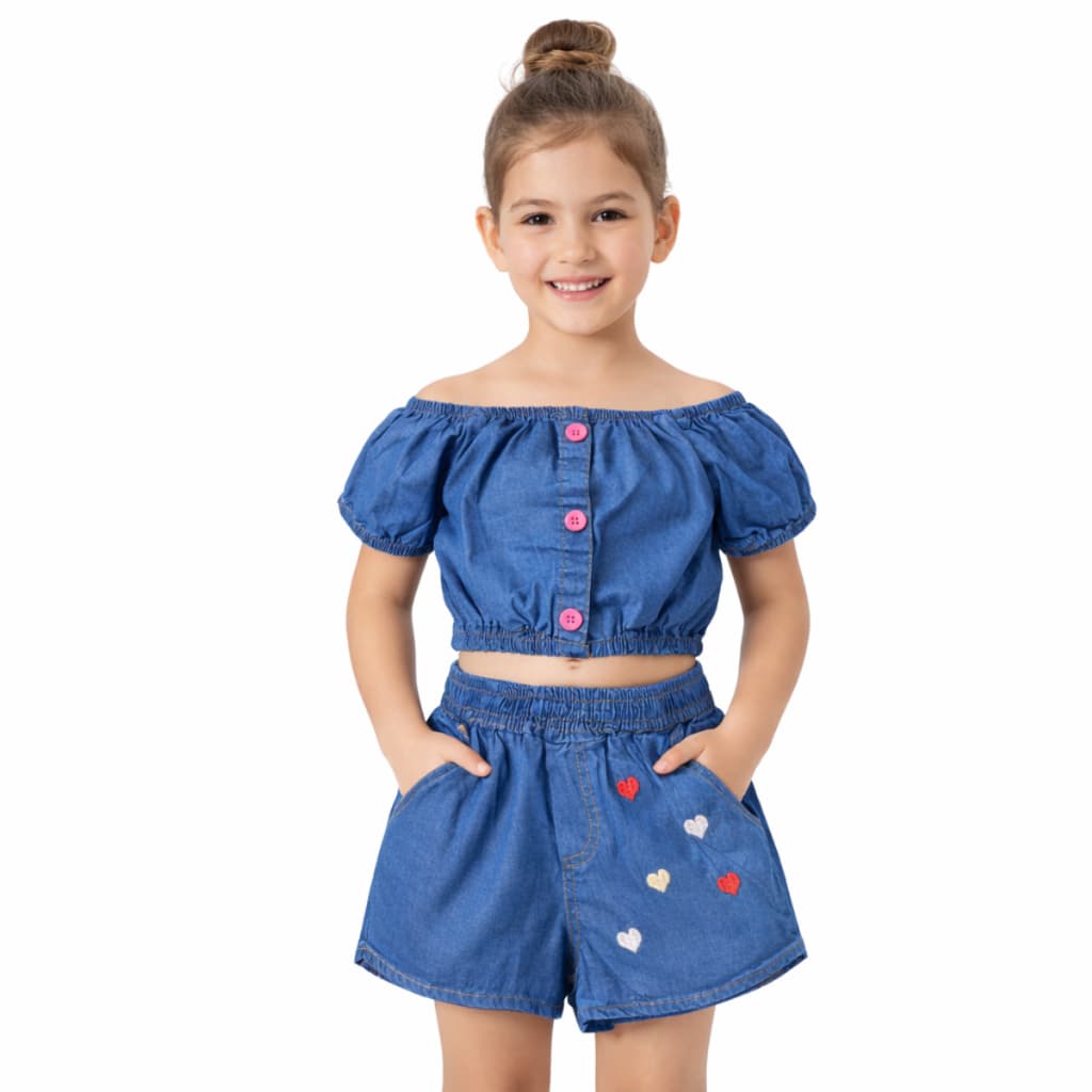 CONJUNTO INFANTIL JEANS MENINA 2 PEÇAS
