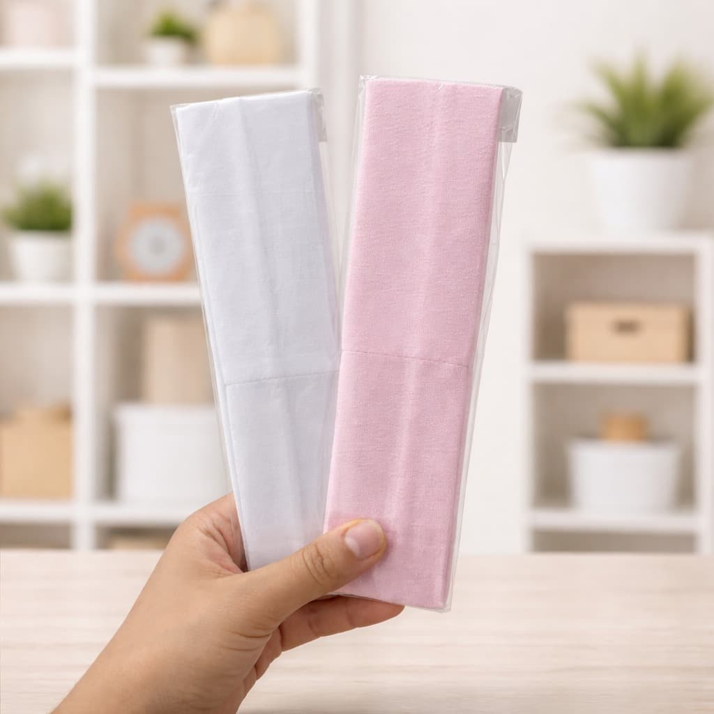 Faixa de Cabelo em Tecido Unisex Rosa e Branco Penteados Academia Ballet Esportes Kit 1 2 3 Un