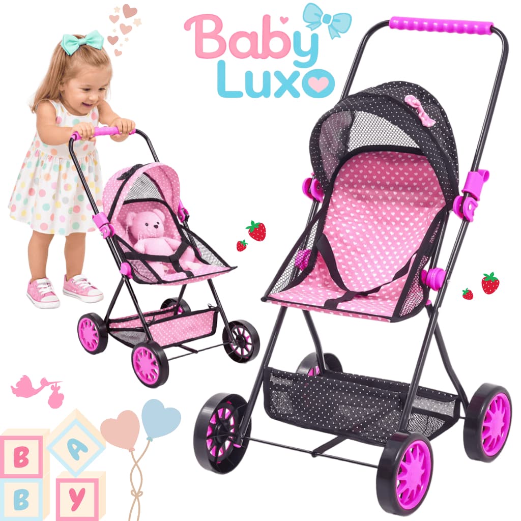 Carrinho De Bonecas De Ferro Infantil Grande Menina Baby Luxo Reborn Bebê