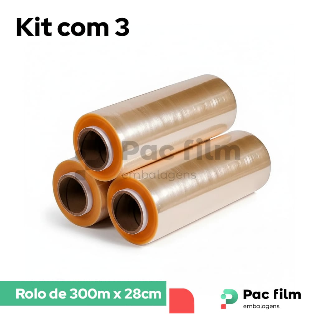 Kit 3 Rolo Bobina Plastico De Filme Pvc 28cm X 300 Metros
