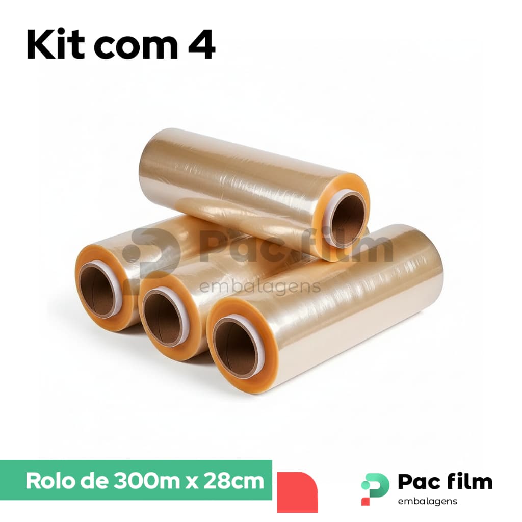 Kit 4 Rolo Bobina Plastico De Filme Pvc 28cm X 300 Metros