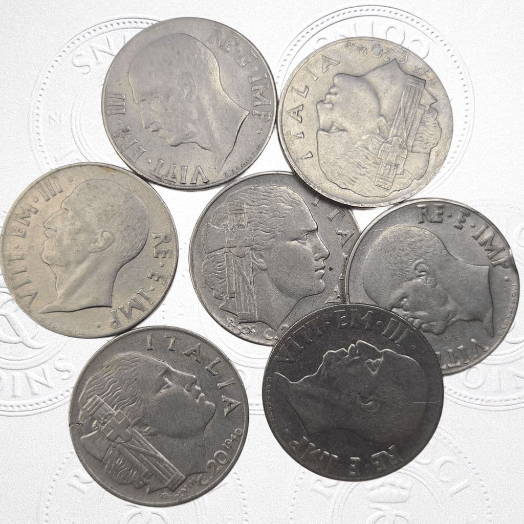 Moeda Itália 20 Centésimos segunda guerra mundial, Itália facista
