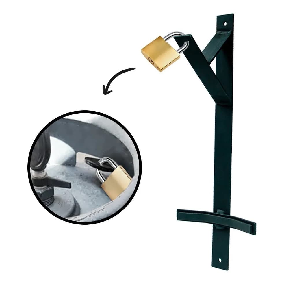 Suporte Botijão De Gás Antifurto Parede Externo Preto Envio Imediato
