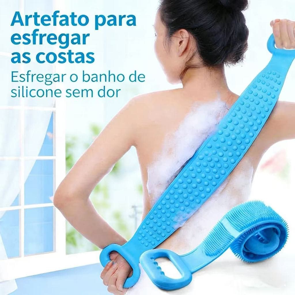 Esponja Silicone Massageadora Escova Banho Lava Corpo Todo Bucha Esfoliação