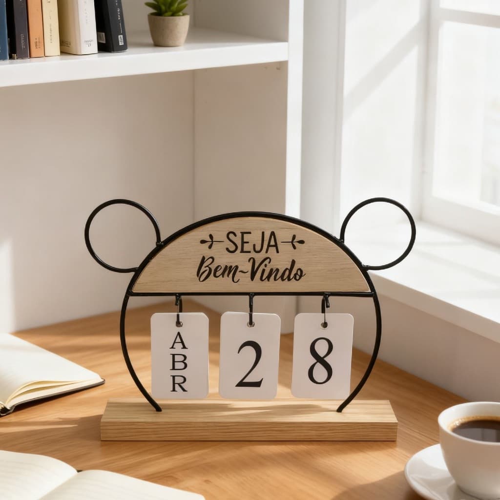 Calendário Permanente De Mesa Decorativo Desenho Com Frase