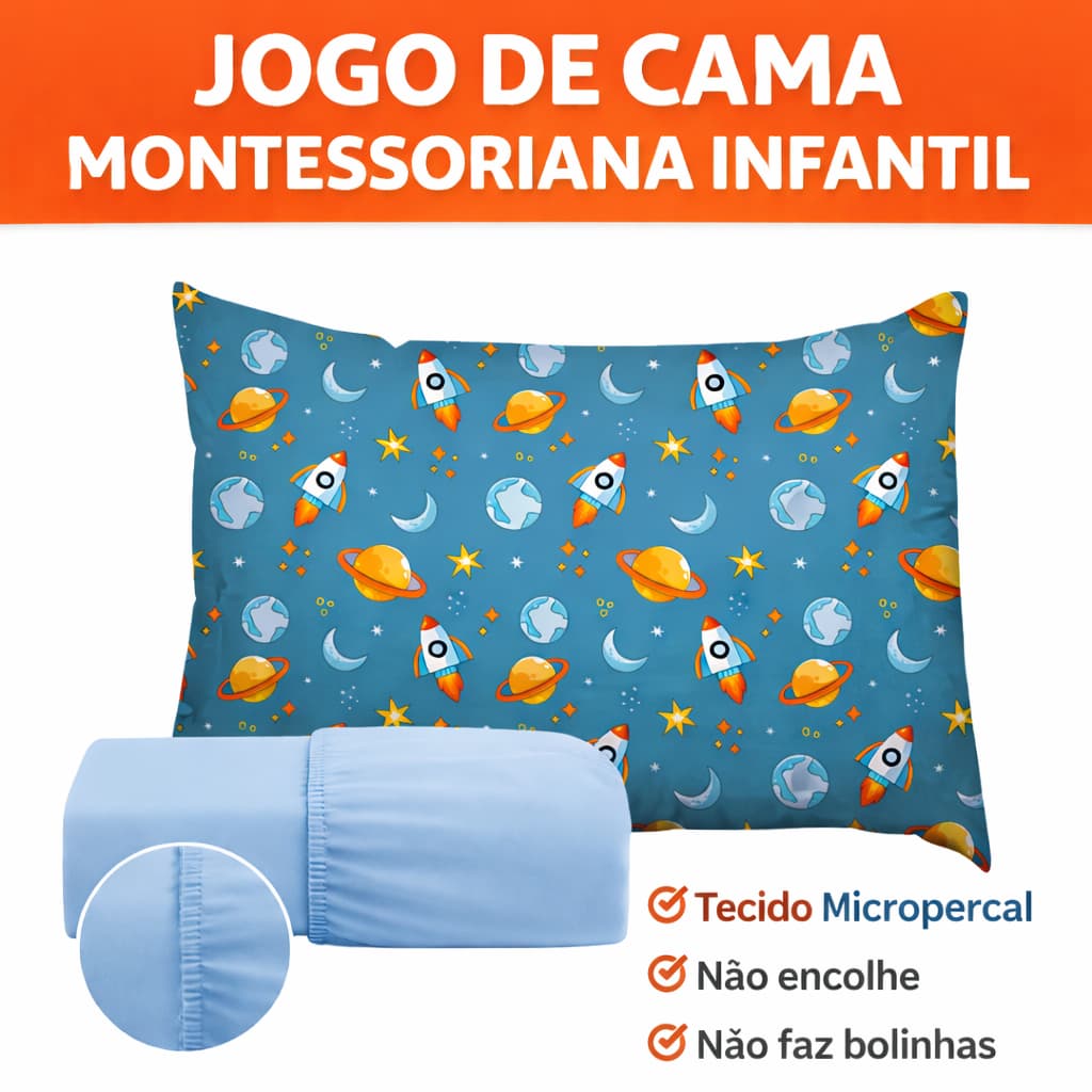 Jogo 2 Peças Lençol Micropercal Cama Montessoriana Infantil Personagens Mini Cama