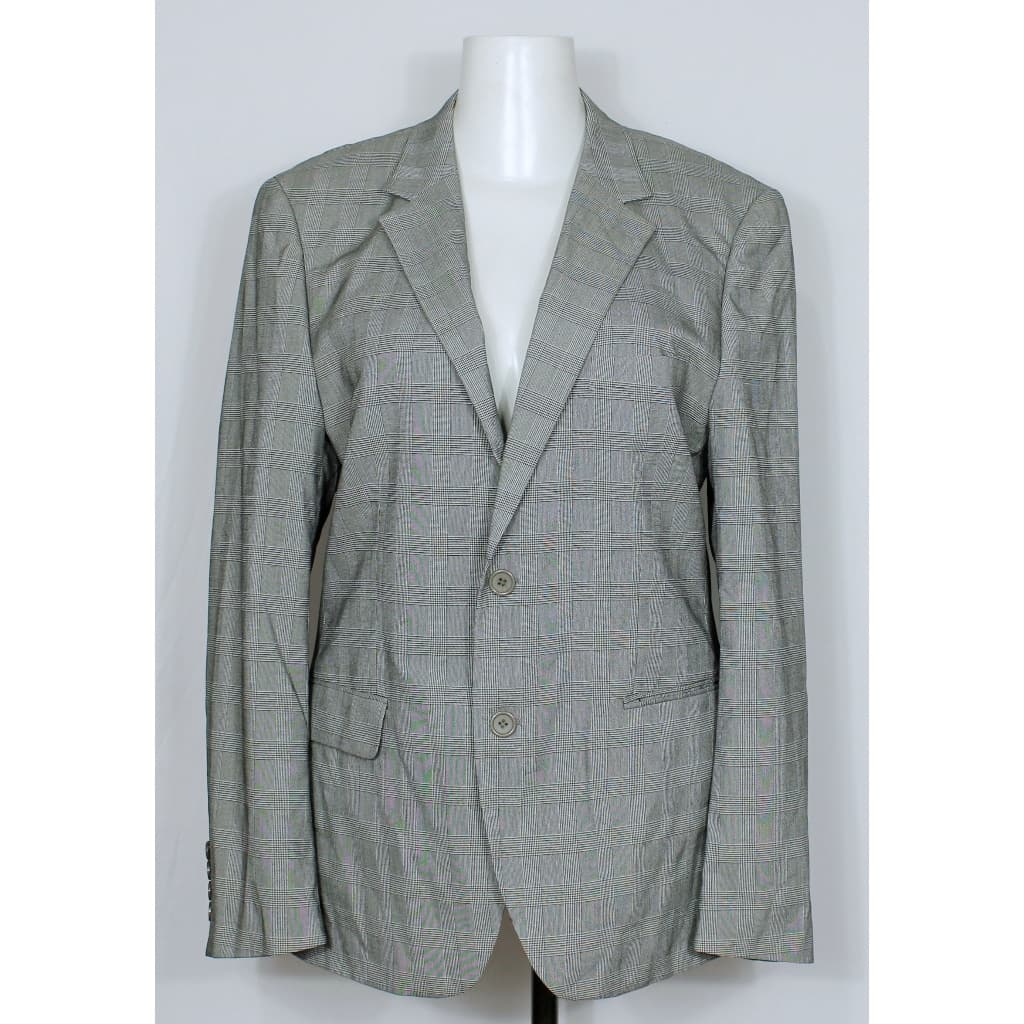 Blazer social alfaiataria masculina preto e branco xadrez quadriculada - veste 52 - Ref. 5383 (brechó)