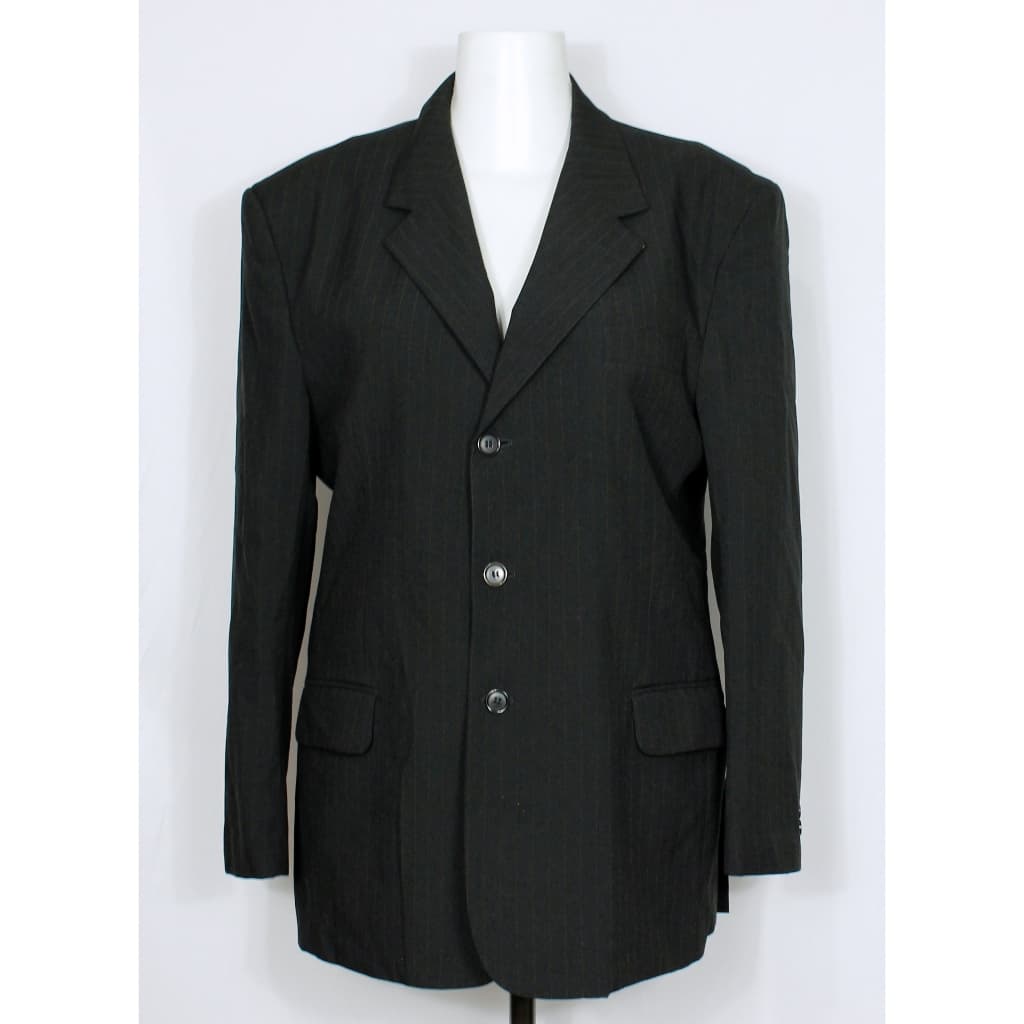 Blazer social alfaiataria masculina risca de giz listrada preto - Veste 52 - Ref. 5371 (brechó)