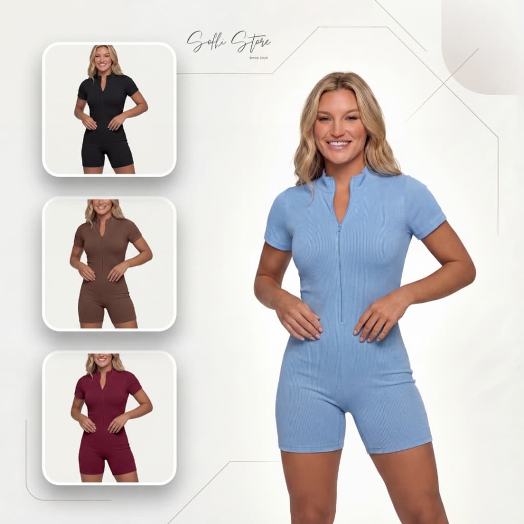 Macaquinho Feminino Fitness Academia Virginia com ziper